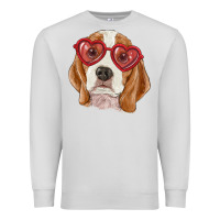Dove Grey Beagle with love glasses Premium Sweatshirt - RanaPortraitStore