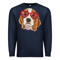 Navy Beagle with love glasses Premium Sweatshirt - RanaPortraitStore