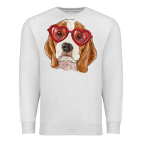 Oatmeal Heather Beagle with love glasses Premium Sweatshirt - RanaPortraitStore
