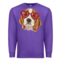 Purple Beagle with love glasses Premium Sweatshirt - RanaPortraitStore