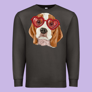 Beagle With Love Glasses Premium Sweatshirt Designed By Ranaportraitstore