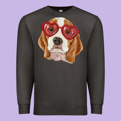 Premium Sweatshirt Beagle with love glasses