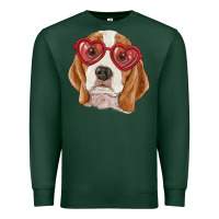 Sports Green Beagle with love glasses Premium Sweatshirt - RanaPortraitStore