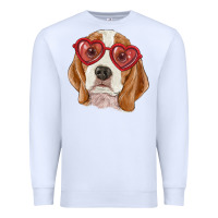 White Beagle with love glasses Premium Sweatshirt - RanaPortraitStore