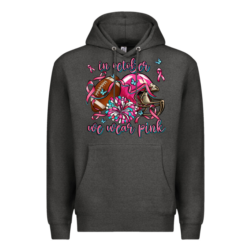 In October We Wear Pink Football Premium Hoodie by AdoDesignShop | Teevron