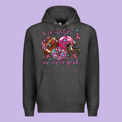 In October We Wear Pink Football Premium Hoodie Designed By Adodesignshop