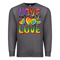 Charcoal Heather love is love with hearts Premium Sweatshirt - texasbilliewilder
