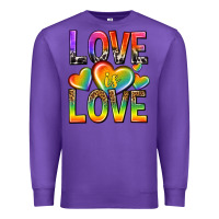 Purple love is love with hearts Premium Sweatshirt - texasbilliewilder