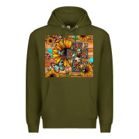 Army Green cross sunflower butterfly Premium Hoodie - JahusDesignShop