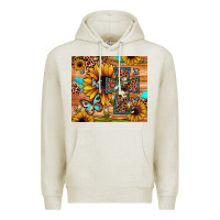 Oatmeal Heather cross sunflower butterfly Premium Hoodie - JahusDesignShop