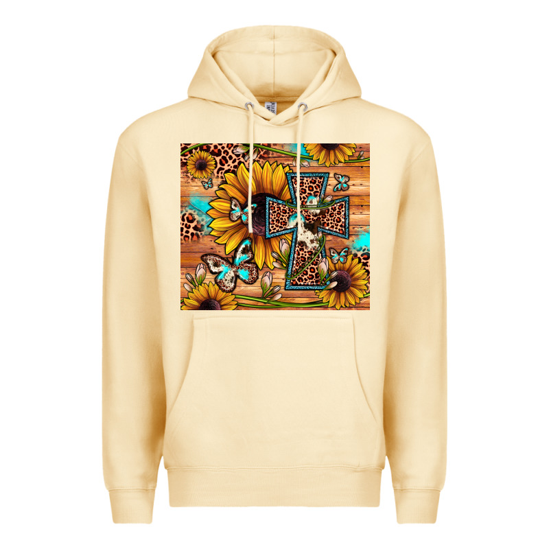 Cross Sunflower Butterfly Premium Hoodie by JahusDesignShop | Teevron