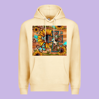 Cross Sunflower Butterfly Premium Hoodie Designed By Jahusdesignshop
