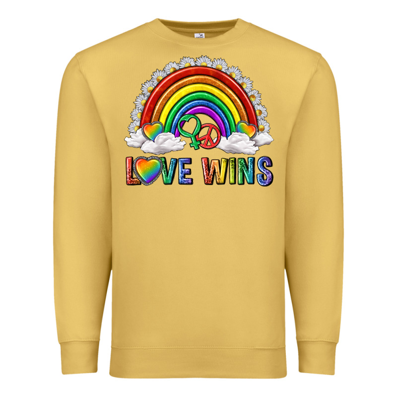 Love Wins With Daisy And Heart Premium Sweatshirt by texasbilliewilder | Teevron