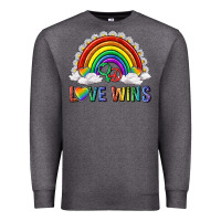 Charcoal Heather love wins with daisy and heart Premium Sweatshirt - texasbilliewilder