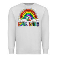 Dove Grey love wins with daisy and heart Premium Sweatshirt - texasbilliewilder