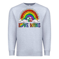 Heather Grey love wins with daisy and heart Premium Sweatshirt - texasbilliewilder