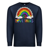 Navy love wins with daisy and heart Premium Sweatshirt - texasbilliewilder