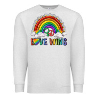 Oatmeal Heather love wins with daisy and heart Premium Sweatshirt - texasbilliewilder