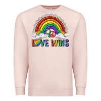 Pale Pink love wins with daisy and heart Premium Sweatshirt - texasbilliewilder
