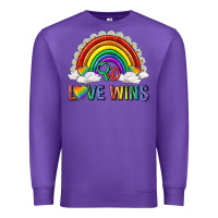 Purple love wins with daisy and heart Premium Sweatshirt - texasbilliewilder