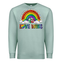 Seafoam love wins with daisy and heart Premium Sweatshirt - texasbilliewilder