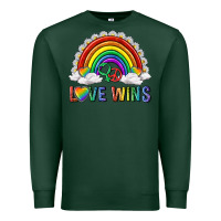 Sports Green love wins with daisy and heart Premium Sweatshirt - texasbilliewilder