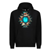 Black aztec leopard turquoise gemstone Premium Hoodie - JahusDesignShop