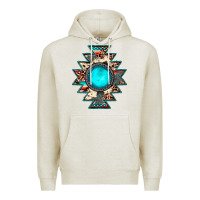 Oatmeal Heather aztec leopard turquoise gemstone Premium Hoodie - JahusDesignShop