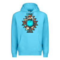 Ocean Blue aztec leopard turquoise gemstone Premium Hoodie - JahusDesignShop