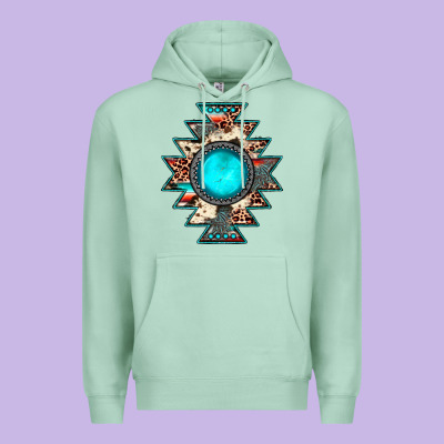 Aztec Leopard Turquoise Gemstone Premium Hoodie Designed By Jahusdesignshop