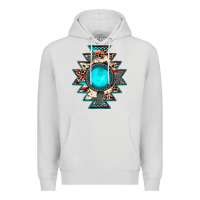 Dove Grey aztec leopard turquoise gemstone Premium Hoodie - JahusDesignShop