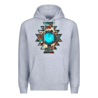 Heather Grey aztec leopard turquoise gemstone Premium Hoodie - JahusDesignShop