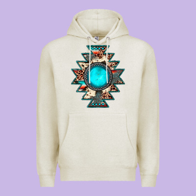Aztec Leopard Turquoise Gemstone Premium Hoodie Designed By Jahusdesignshop
