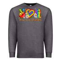 Charcoal Heather peace love equality Premium Sweatshirt - texasbilliewilder
