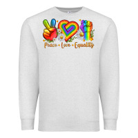 Oatmeal Heather peace love equality Premium Sweatshirt - texasbilliewilder
