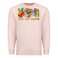 Pale Pink peace love equality Premium Sweatshirt - texasbilliewilder