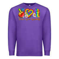 Purple peace love equality Premium Sweatshirt - texasbilliewilder