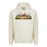 Oatmeal Heather christmas with christmas cross libbey glass Premium Hoodie - BundleAndBundleShop