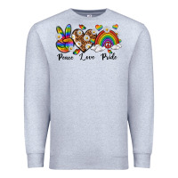 Heather Grey peace love pride Premium Sweatshirt - texasbilliewilder
