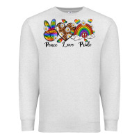 Oatmeal Heather peace love pride Premium Sweatshirt - texasbilliewilder
