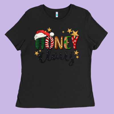 Honey Claus Christmas Ladies Tee Designed By Barkaloodesign