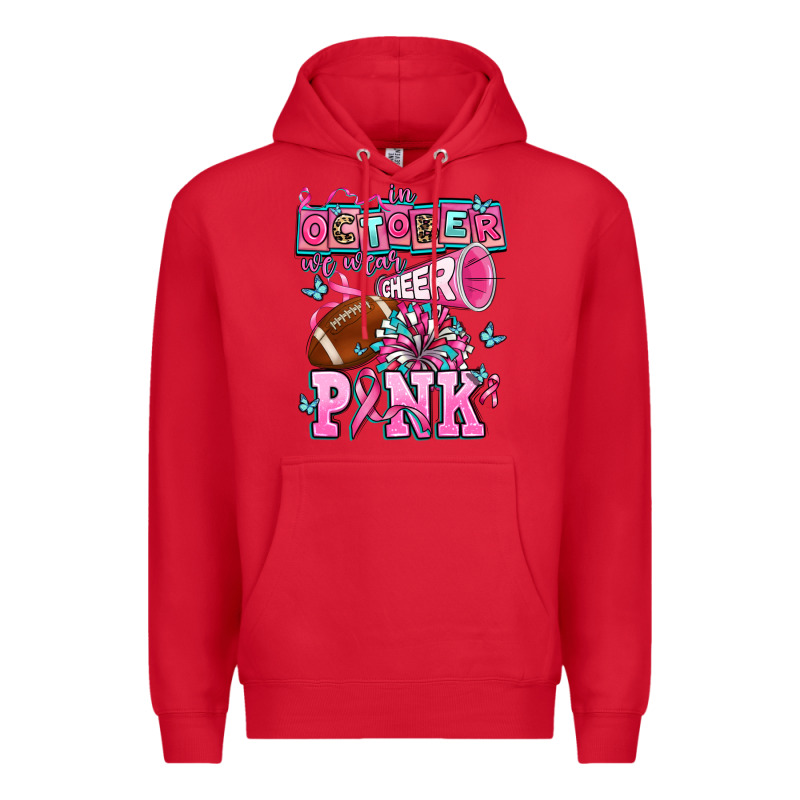 In October We Wear Cheer Pink Football Premium Hoodie by AdoDesignShop | Teevron