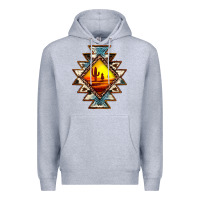 Heather Grey cowhide leopard sunset aztec Premium Hoodie - JahusDesignShop