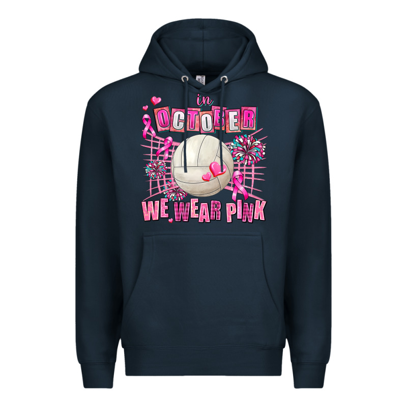 In October We Wear Pink Volleyball Premium Hoodie by AdoDesignShop | Teevron