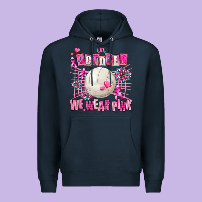 In October We Wear Pink Volleyball Premium Hoodie Designed By Adodesignshop