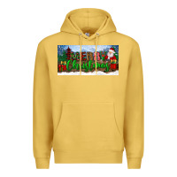 Antique Gold merry christmas with santa claus license plate Premium Hoodie - BundleAndBundleShop