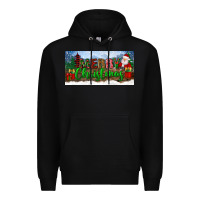 Black merry christmas with santa claus license plate Premium Hoodie - BundleAndBundleShop