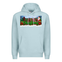 Blue Mist merry christmas with santa claus license plate Premium Hoodie - BundleAndBundleShop