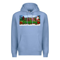 Colony Blue merry christmas with santa claus license plate Premium Hoodie - BundleAndBundleShop