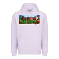 Lilac merry christmas with santa claus license plate Premium Hoodie - BundleAndBundleShop